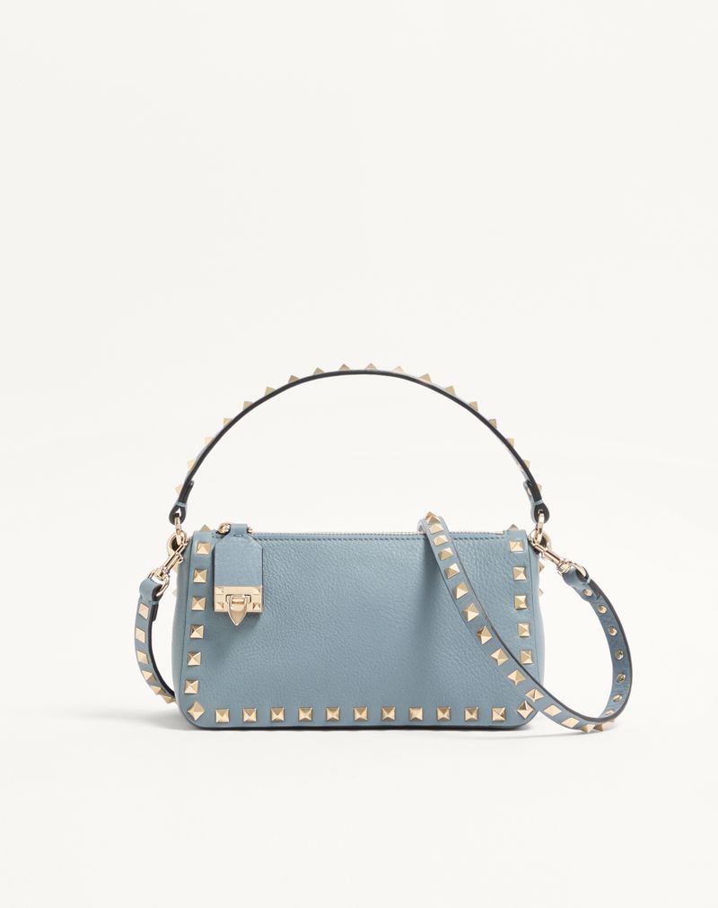 Bolsa de ombro pequena Rockstud em couro de bezerro granulado