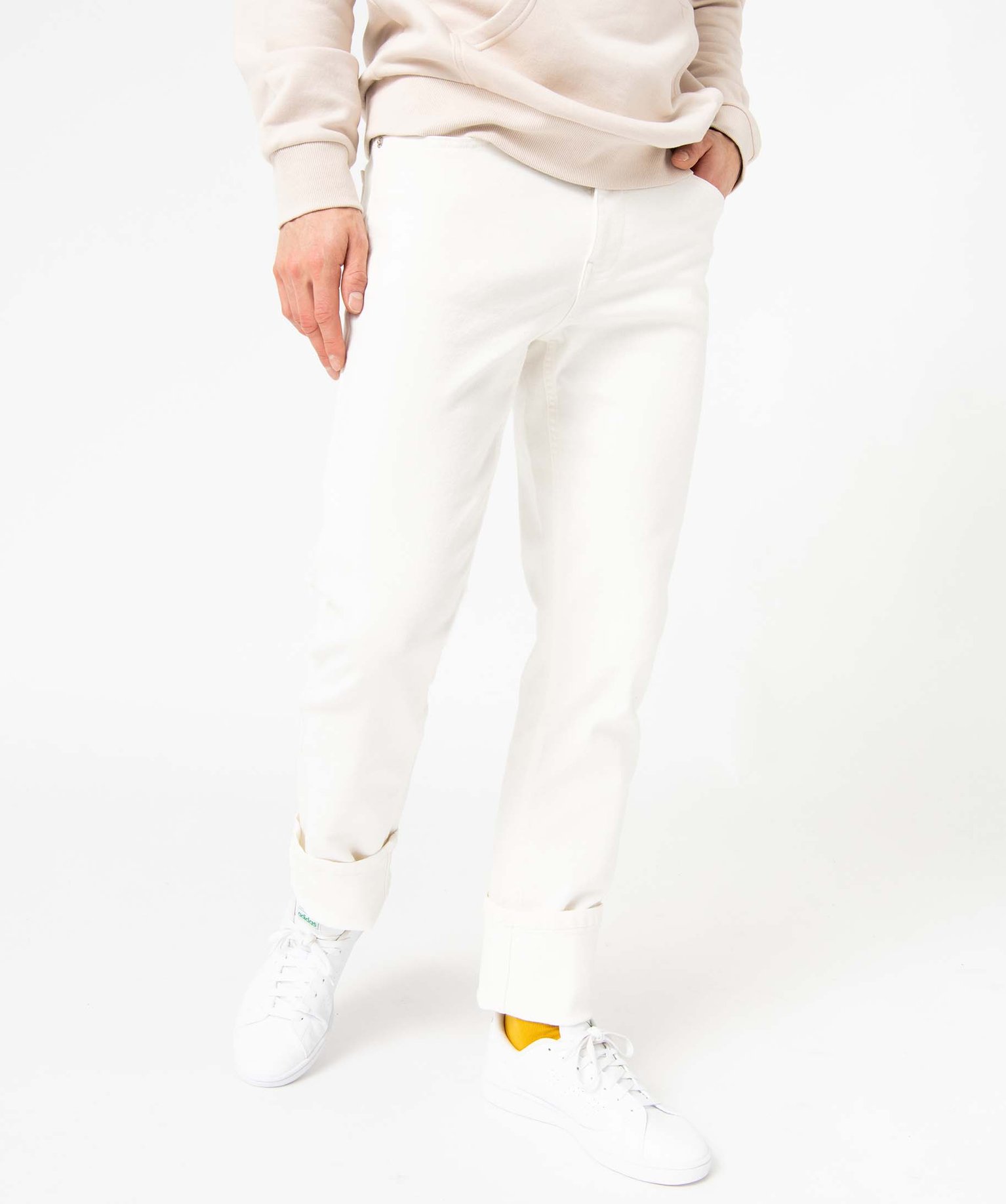 Jean homme coupe slim en coton stretch blanc | GEMO