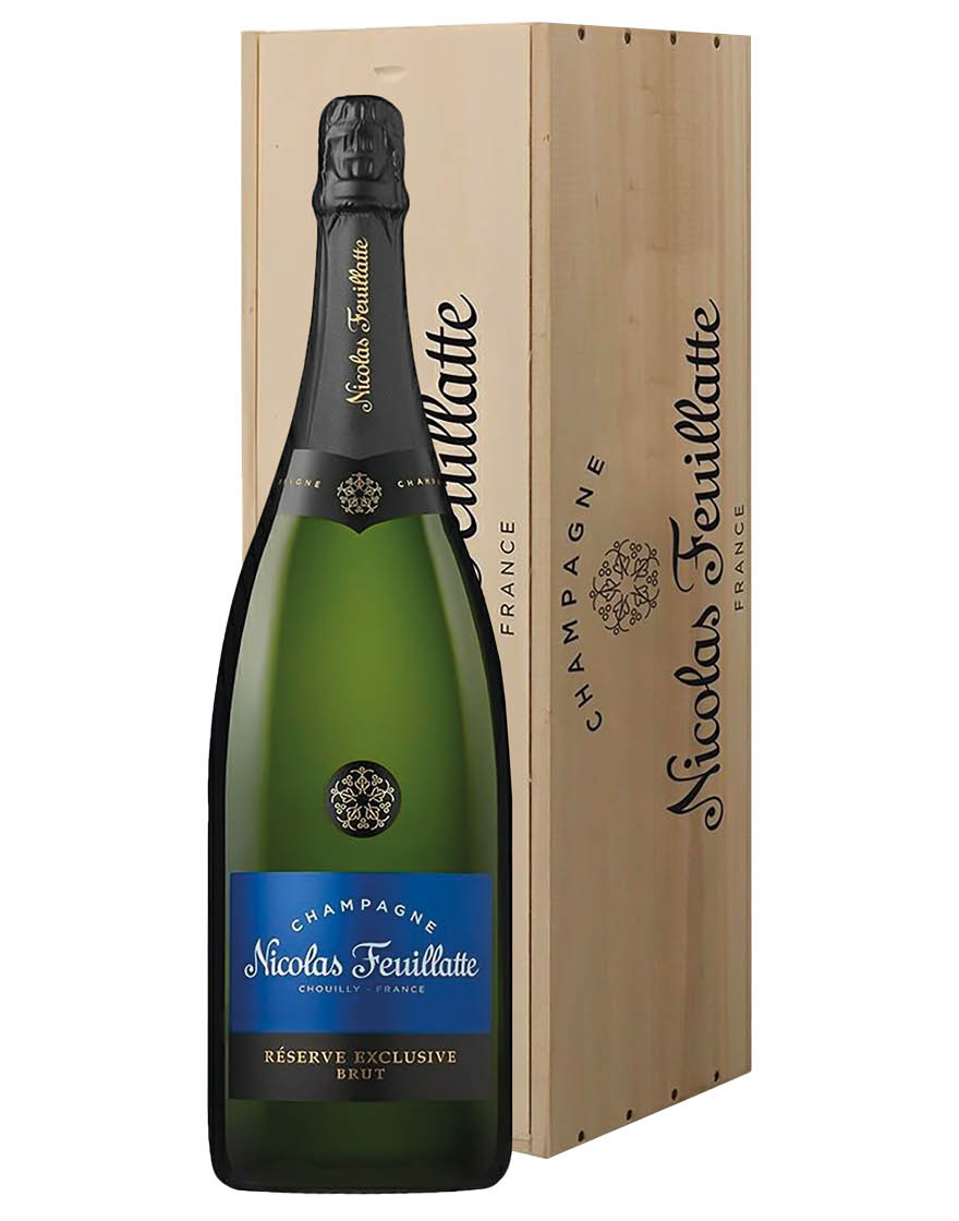 Champagne Brut AOC Réserve Exclusive Nicolas Feuillatte Magnum 1,5 ℓ, Caisse bois