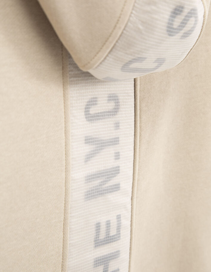 Sweat beige nylon quadrillé dos garçon