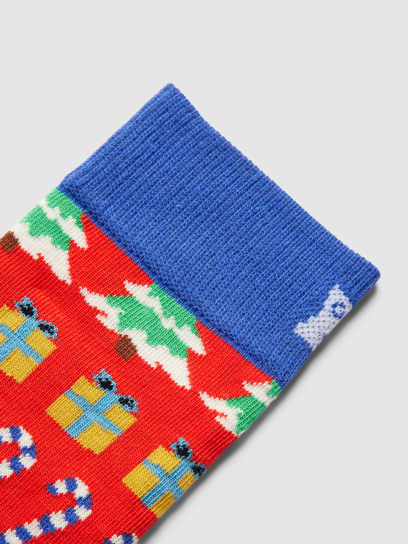 Socken mit Allover-Muster Modell 'All I want for Christmas' in hellrot
