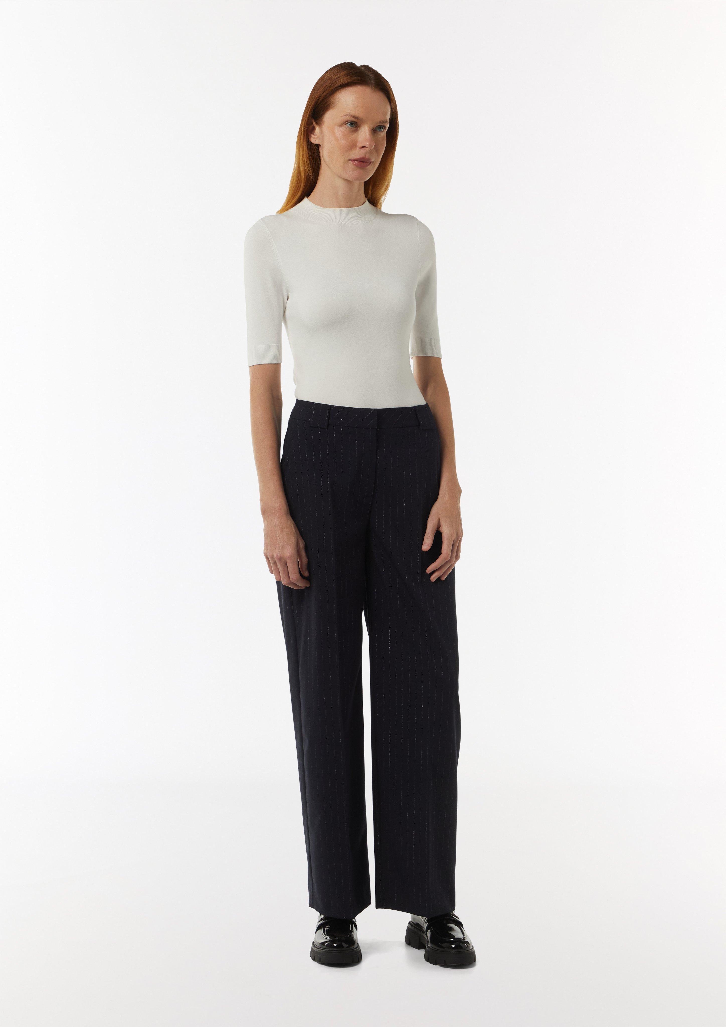 Nadelstreifen-Hose mit dezentem Lurexgarn - navy