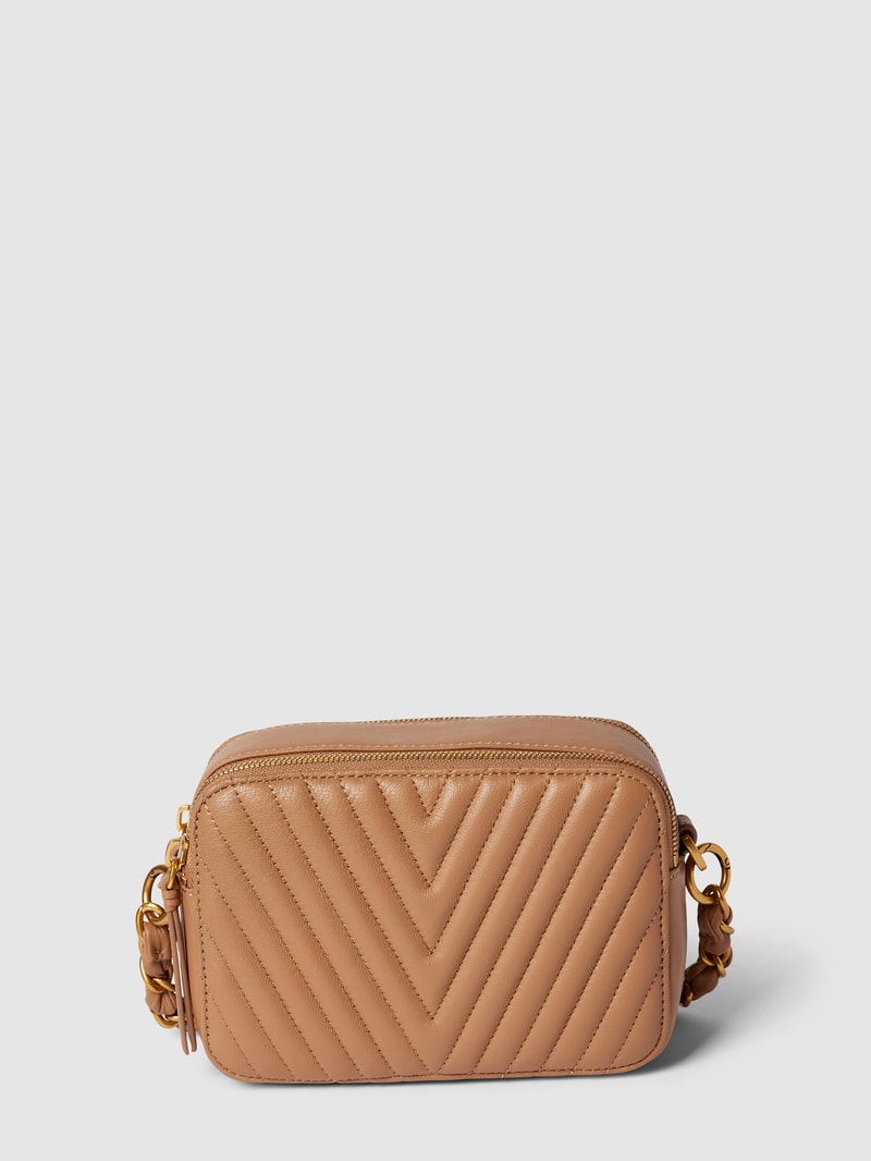Umhängetasche mit Ziernähten Modell 'ELLA' in camel