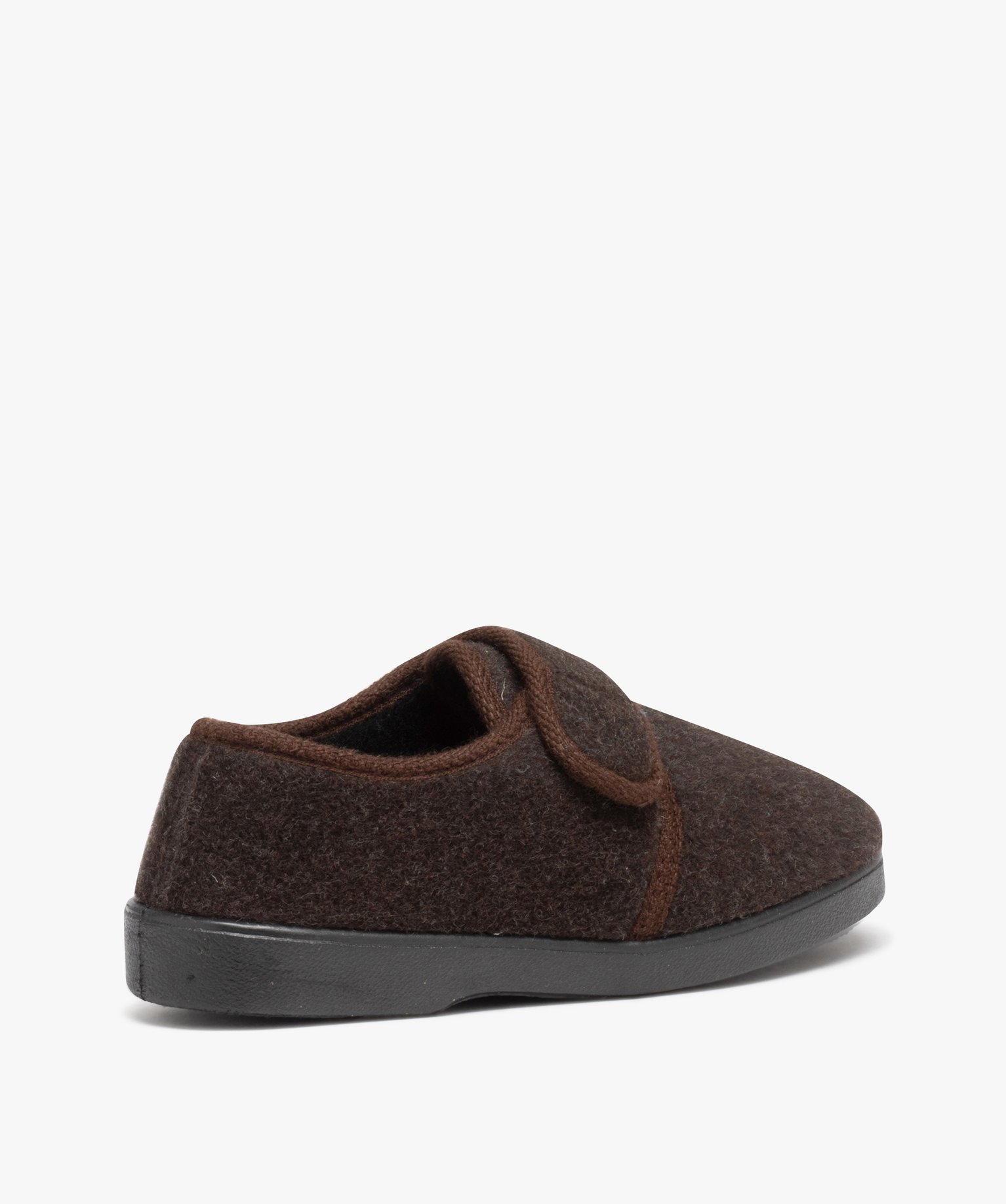 Chaussons homme velours uni et fourrés laine marron | GEMO