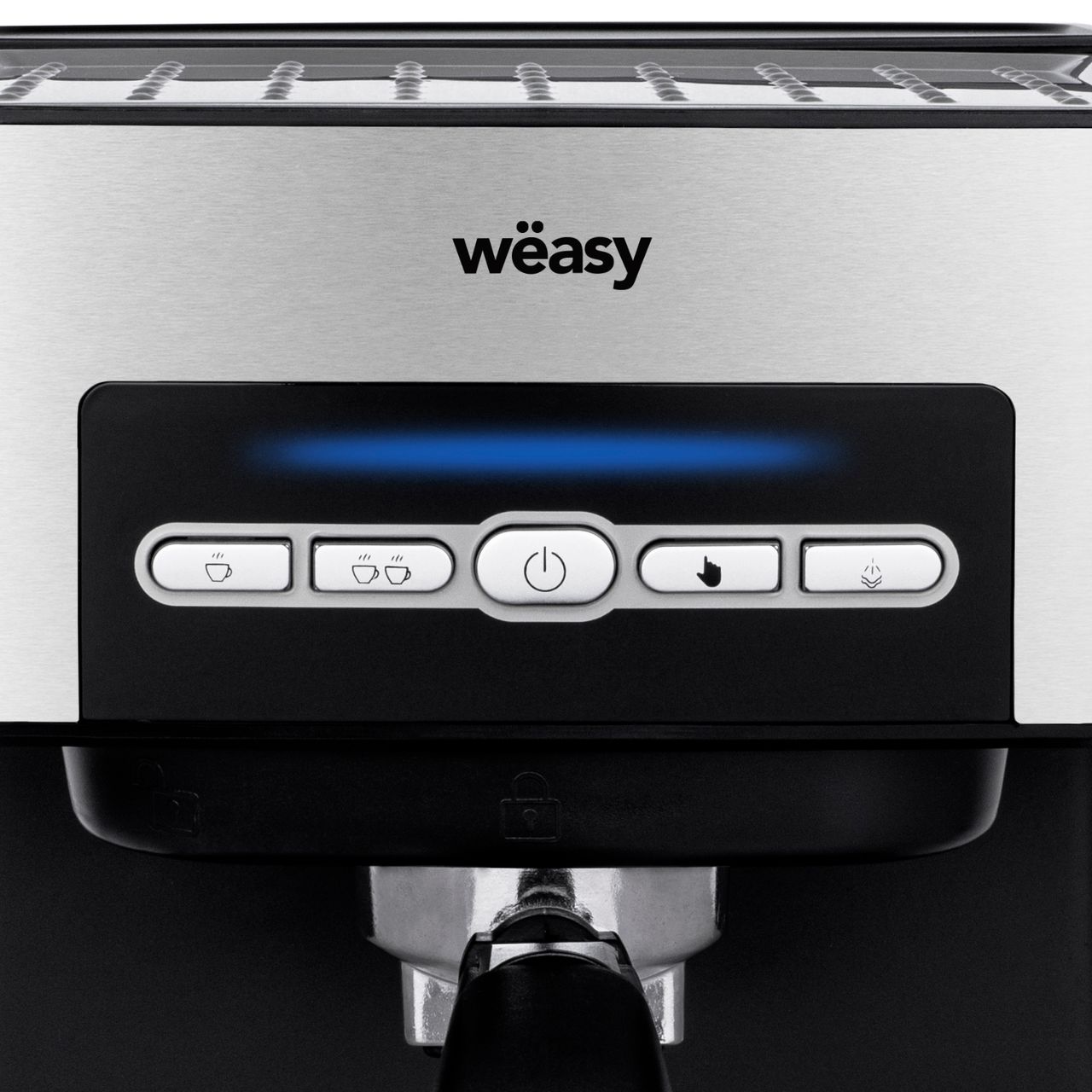 Weasy Wëasy Espressomaschine KFX32 / Fassungsvermögen 1,6 L  / 4 Programme / Filter aus Edelstahl und Messlöffel / Edelstahl/ 850 W /  Silber
