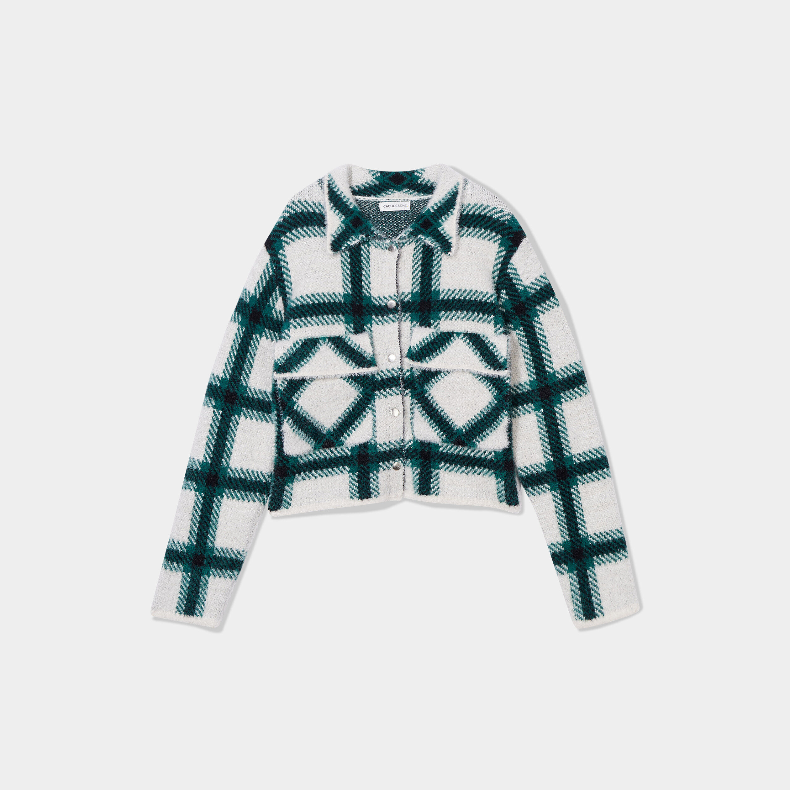 Veste col polo boutonnée ecru femme | Cache Cache