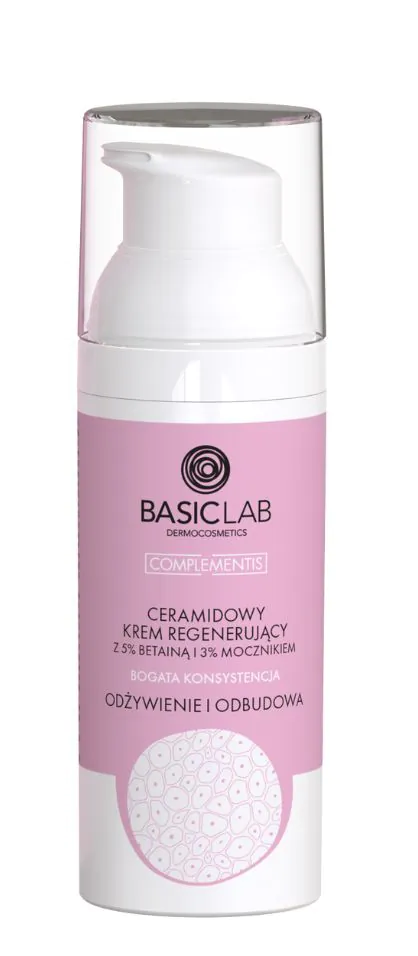 BasicLab Regenererende creme med betain 5% og urea 3% med en fyldig konsistens