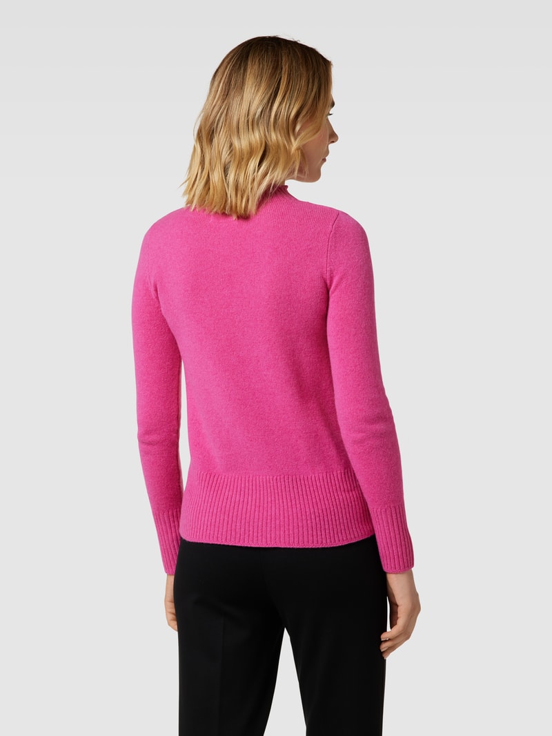 Strickpullover aus Wolle mit Stehkragen in fuchsia