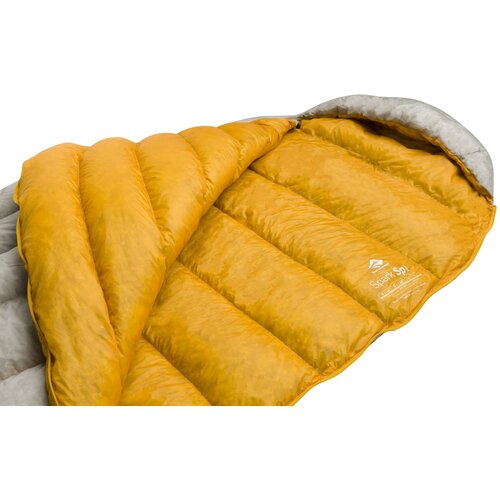 DAUNENSCHLAFSACK SPARK SPI - LONG LIGHT GREY / YELLOW
