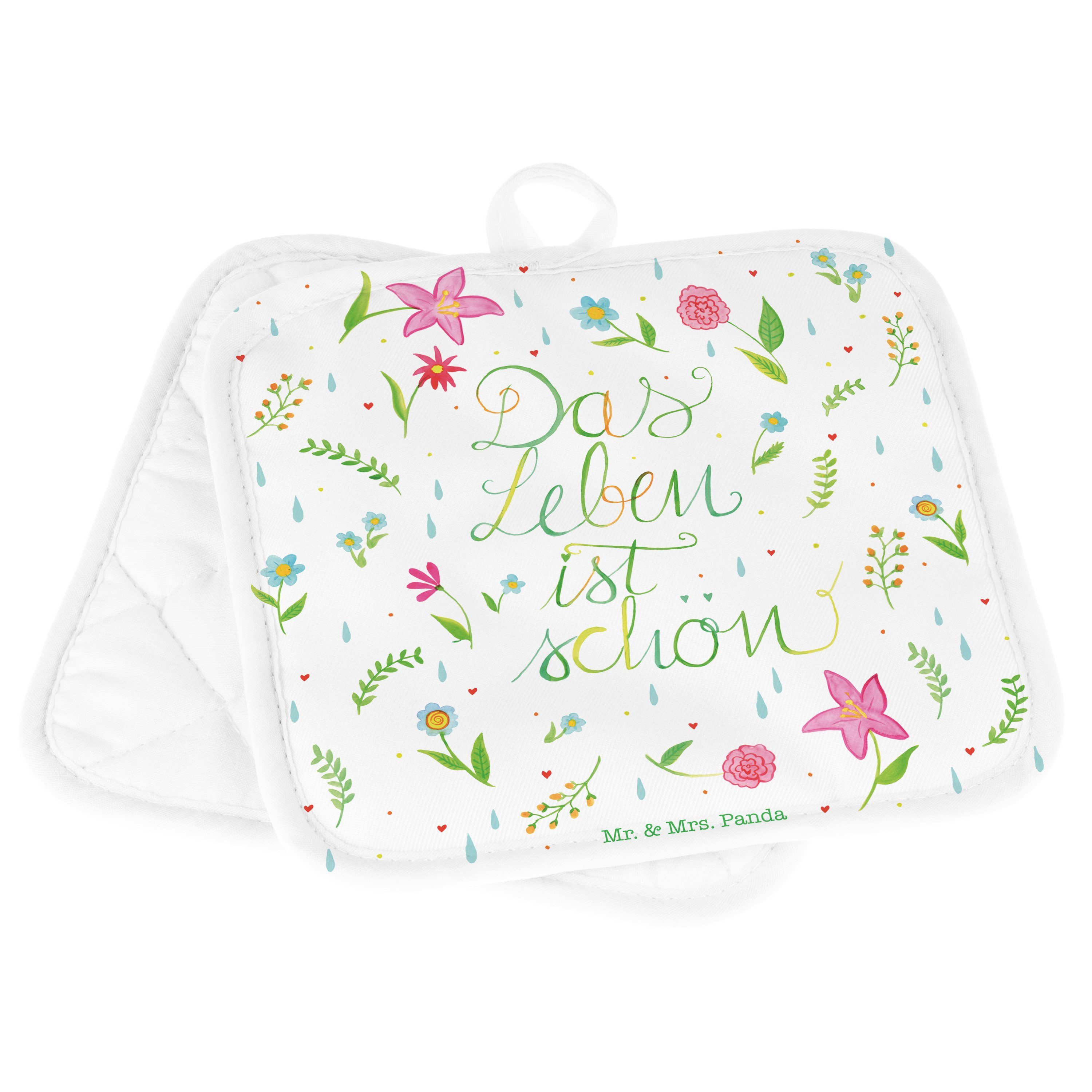 Mr. & Mrs. Panda Topflappen Blumen Das Leben ist schön - Geschenk, positive Botschaft, Sommer Dek, (1-tlg)