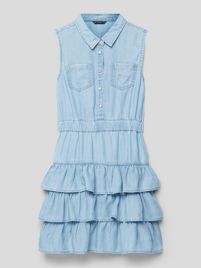 Jeanskleid mit Volants in hellblau