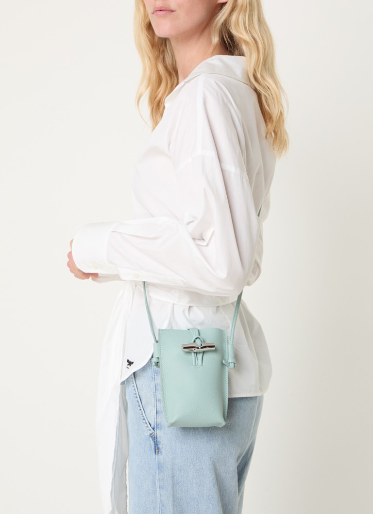 Longchamp Roseau leather crossbody phone case
