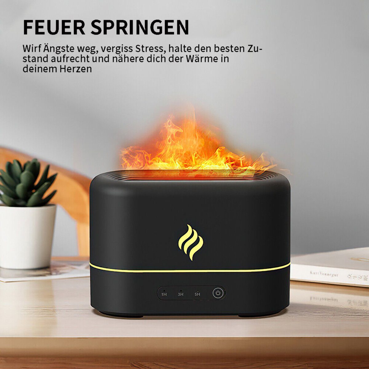 götäzer Luftbefeuchter Kreatives, farbenfrohes Aromatherapiegerät mit simulierter Flamme, Raumduftmaschine, Schlafzimmer-Desktop-Flammenbefeuchter