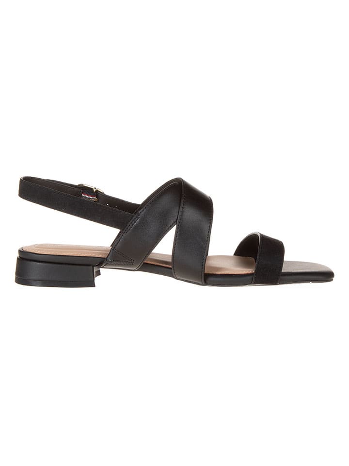 Tommy Hilfiger Shoes Leder-Sandalen in Schwarz günstig kaufen