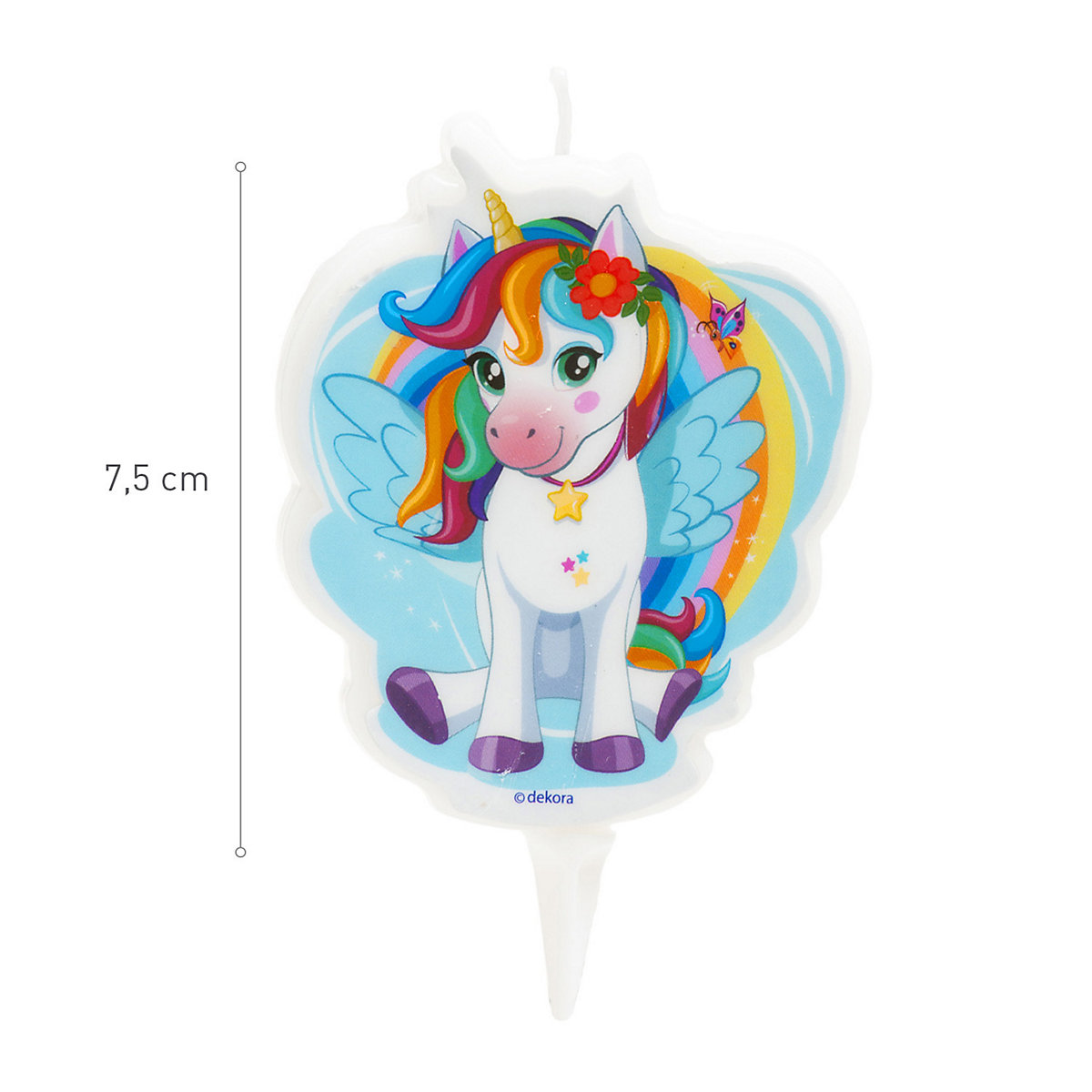 Geburtstagskerze Einhorn 7cm als Tortendeko zum Kindergeburtstag
