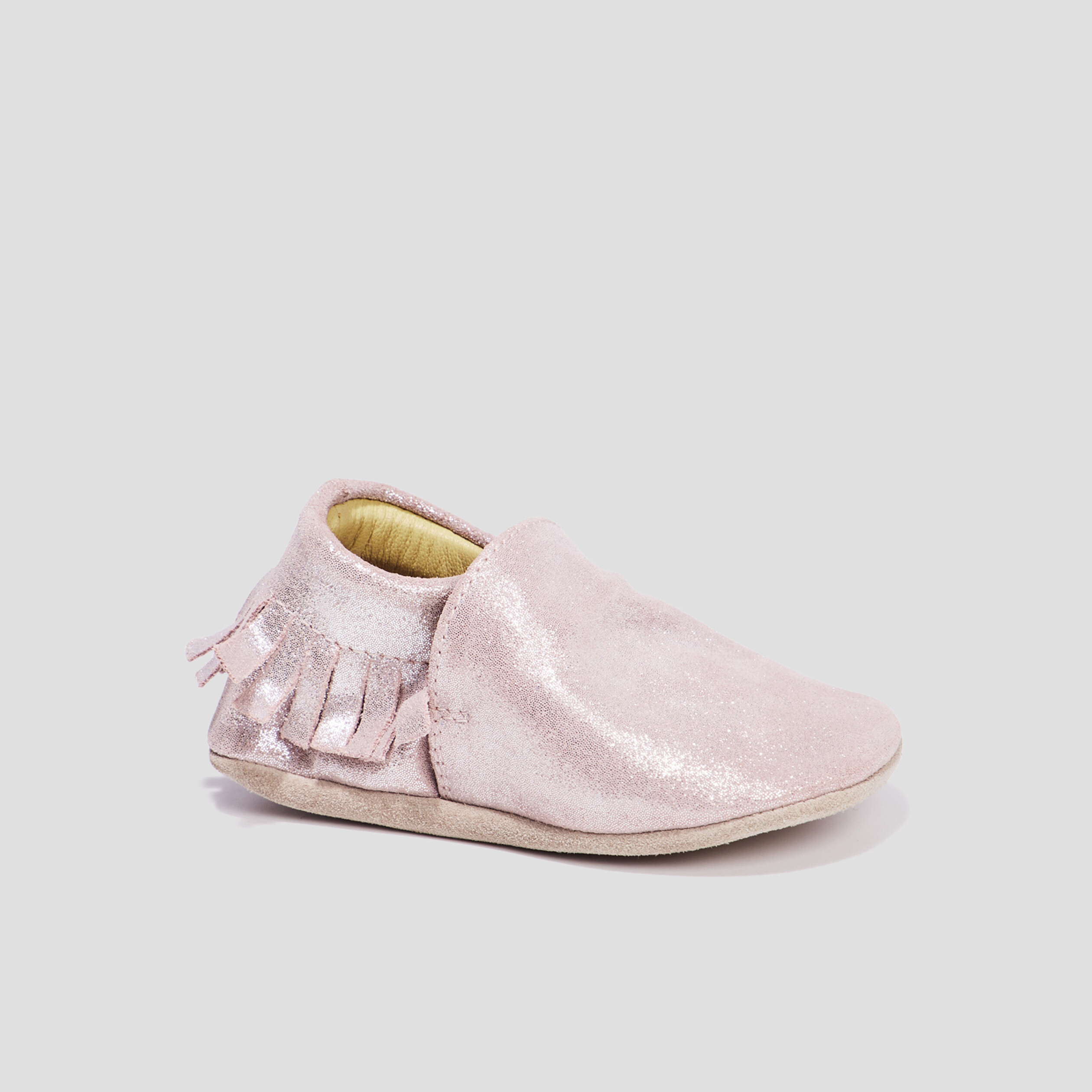 Bottons à franges en cuir jaune or bébé fille | La Halle