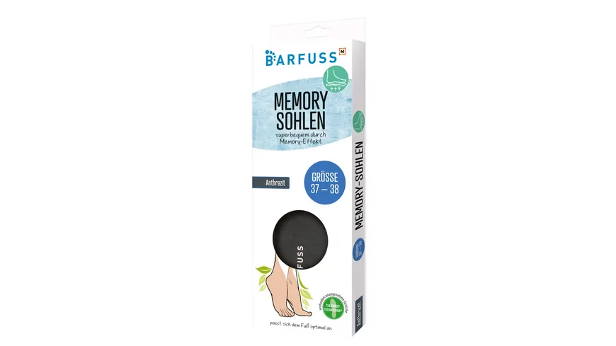 BARFUSS Memorysohle Anthrazit