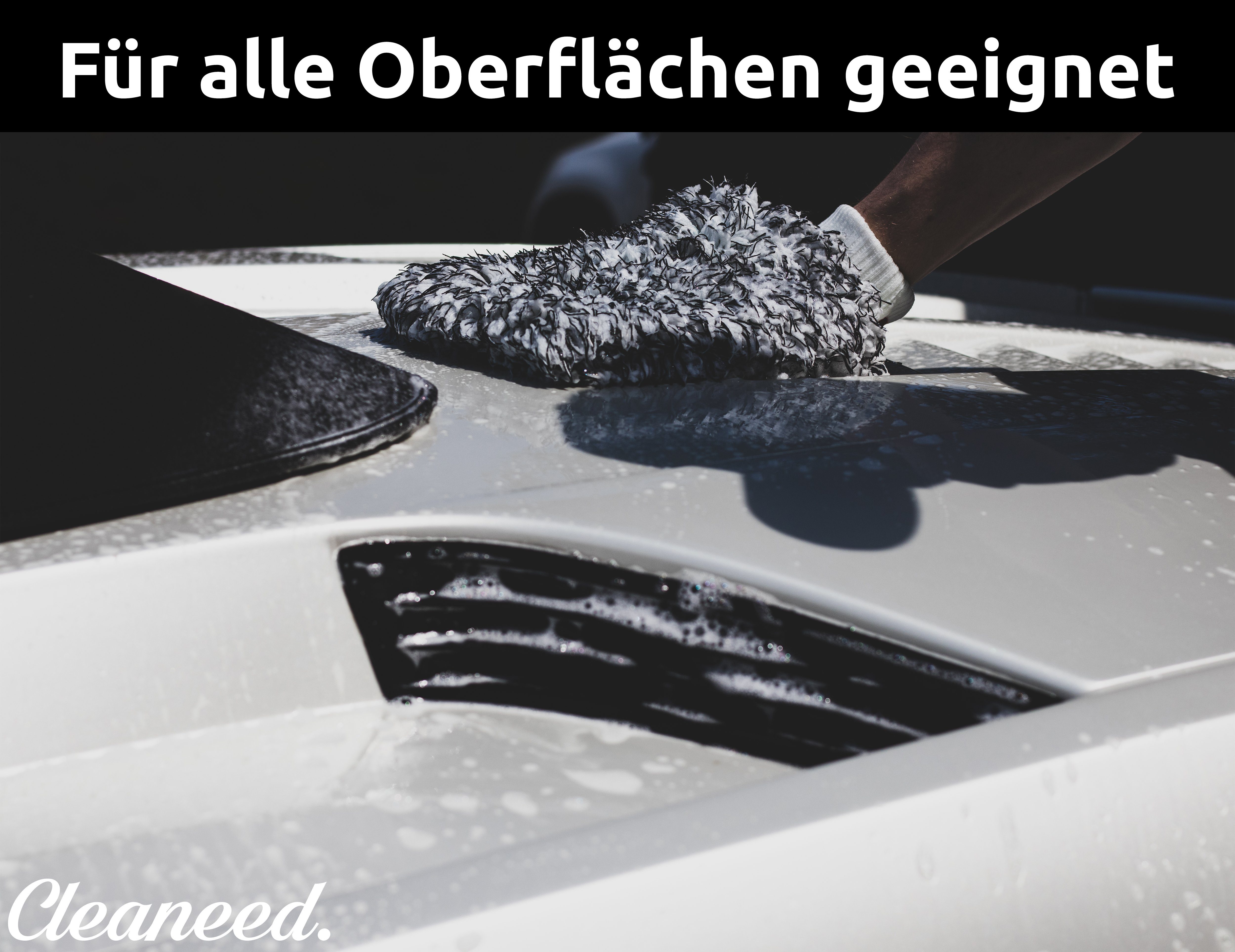 Cleaneed Waschhandschuh Premium Waschhandschuh (Besonders Lackschonend Dank extra weicher Mikrofaser), Extra Saugstark - Für Auto, Felgen und Motorrad - Autoschwamm