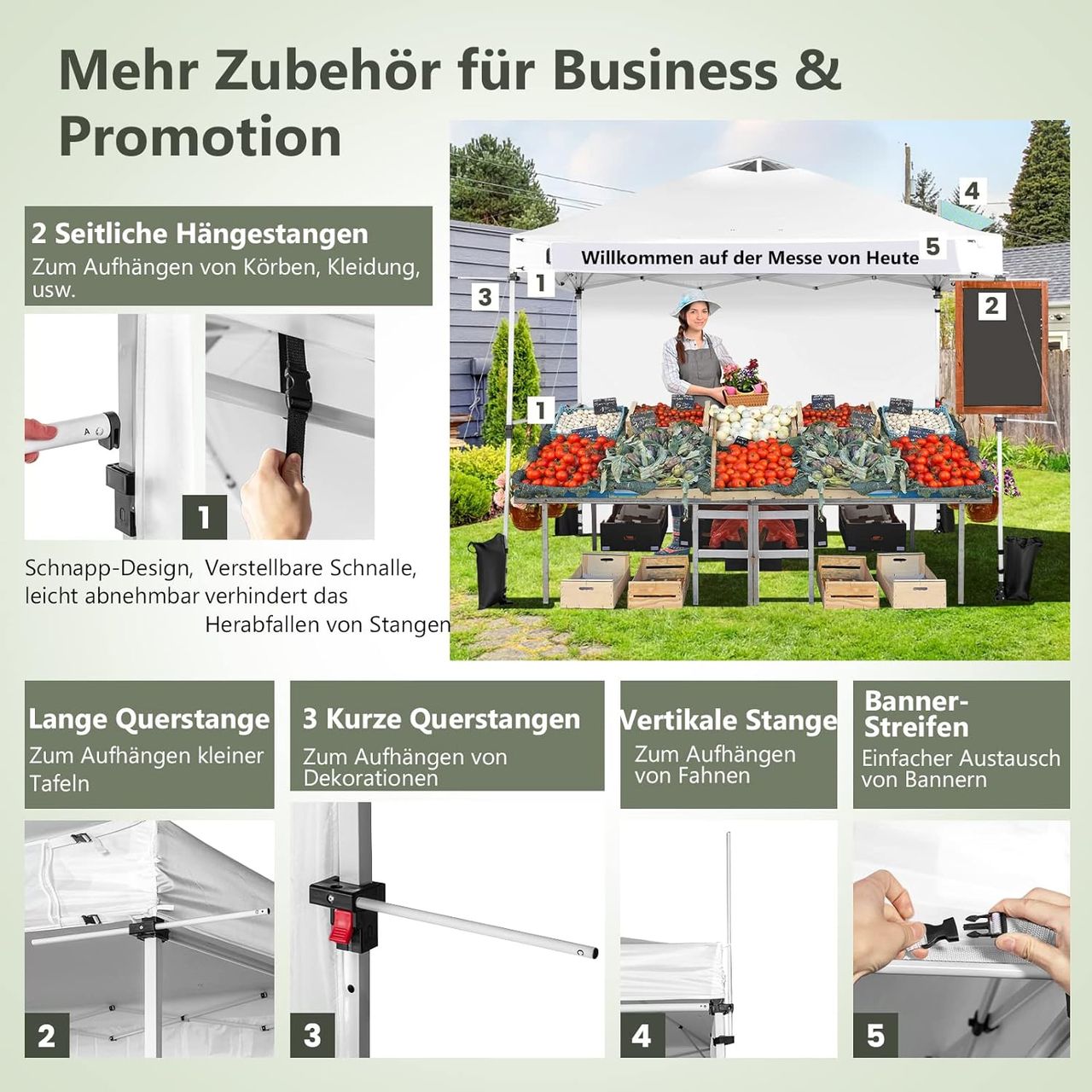 Costway 3x3m Pop Up Pavillon mit Seitenwand
