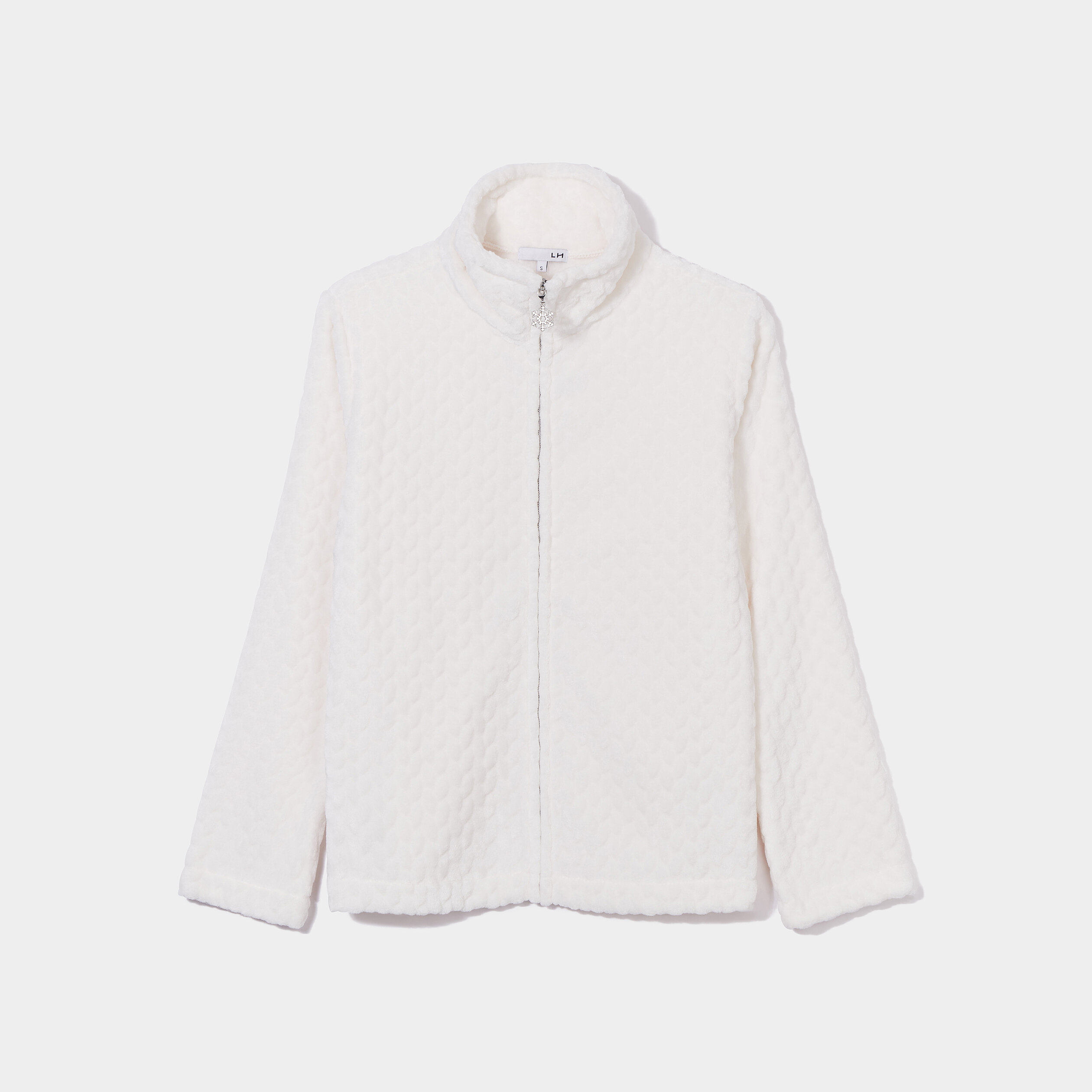 Veste pyjama pilou zippée col montant blanc femme | La Halle