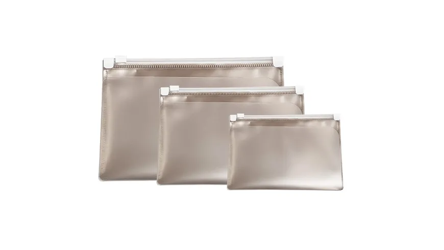 PAPERZONE Zipper Dokumententaschen Set 3-tlg. transluzent