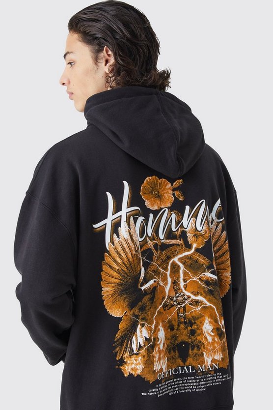 Oversize Hoodie mit Homme Print
