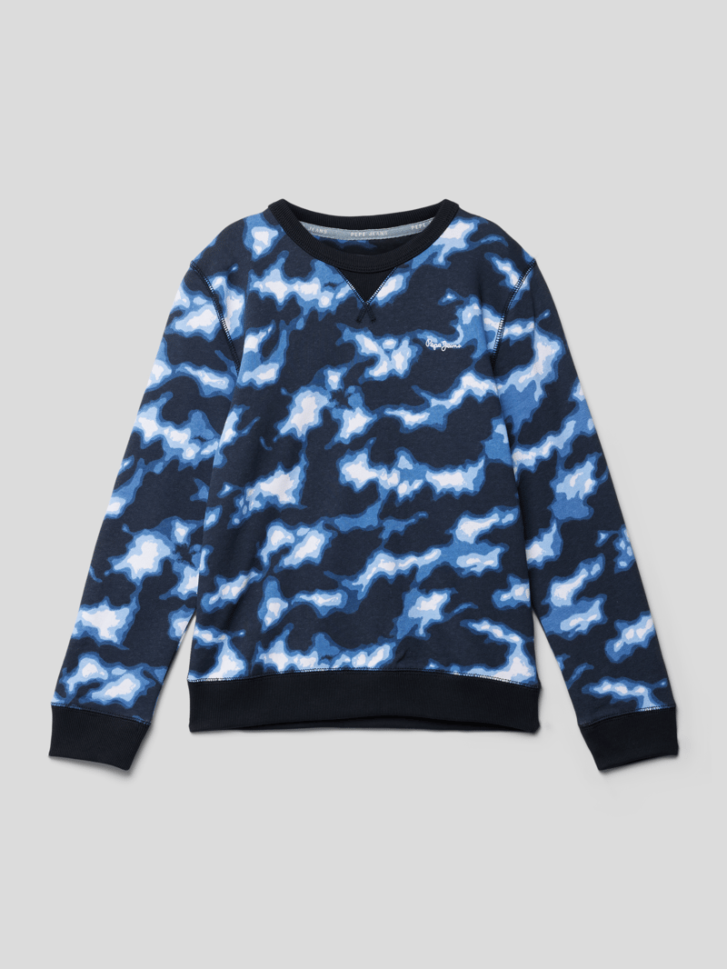 Sweatshirt mit Label-Stitching Modell 'TERRY' in marineblau