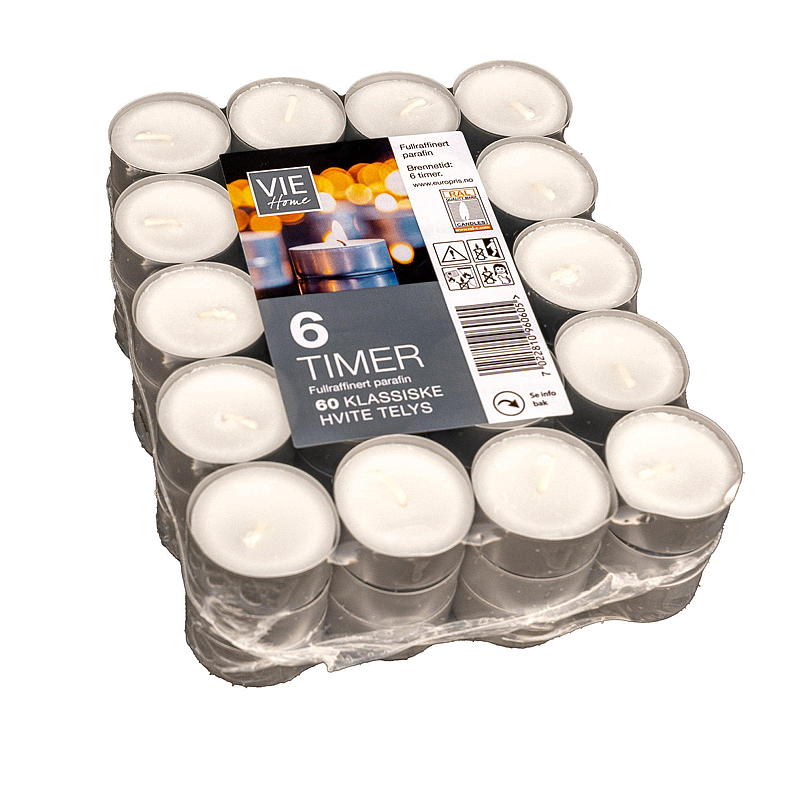 Vie Home Telys 60-pk 6 timer parafin alukopp