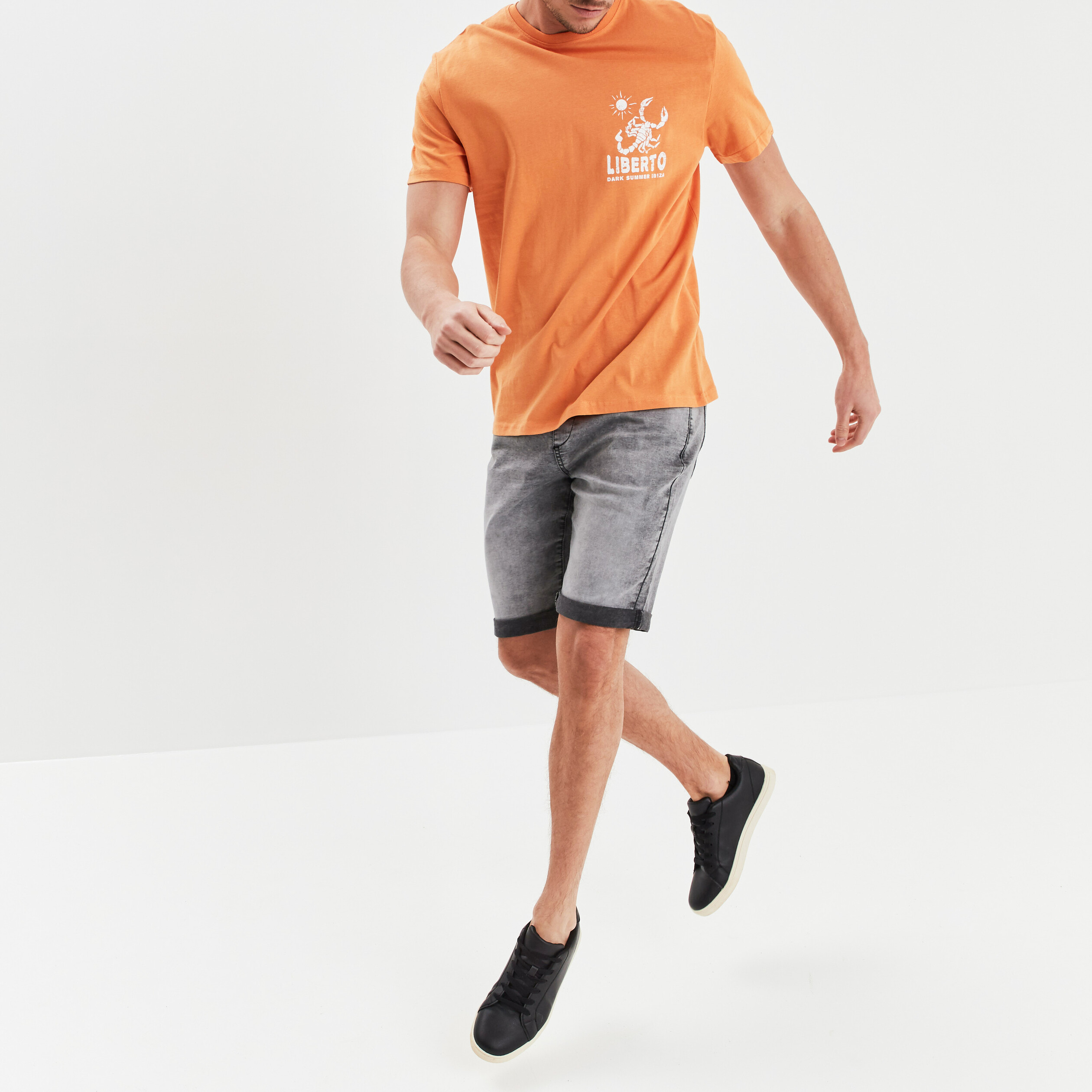 T-shirt manches courtes en coton Liberto orange clair homme | La Halle