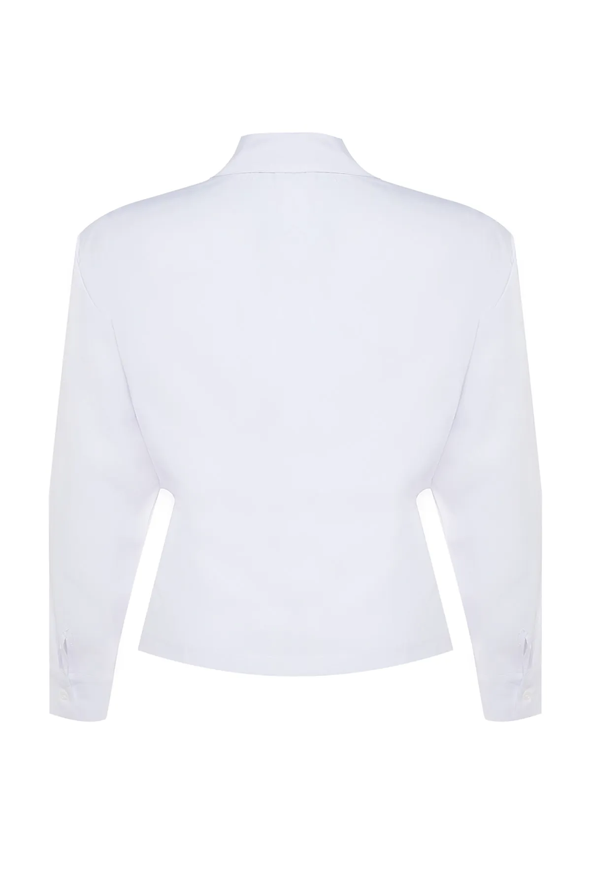 Trendyol Curve  Weißes zweireihiges gewebtes Hemd mit Krawattendetail TBBSS22GO0628