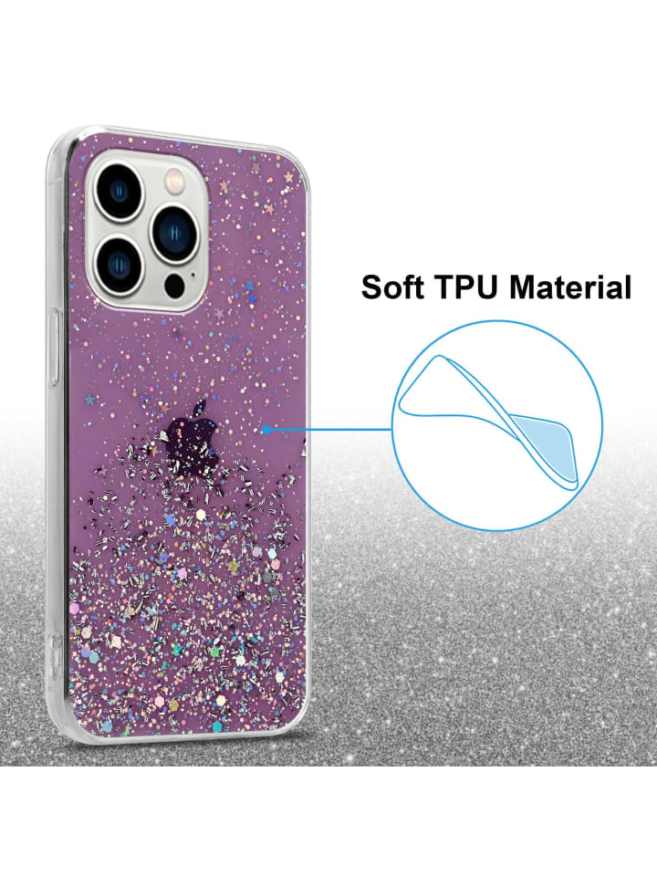 cadorabo Hülle für Apple iPhone 14 PRO Glitter in Lila mit Glitter günstig kaufen onesize