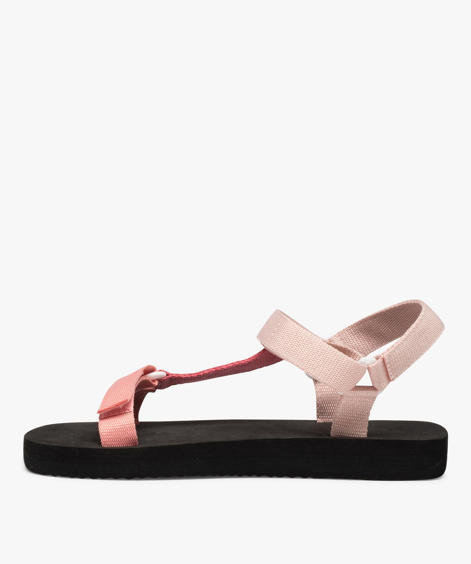 Sandales de plage femme à brides en toile scratch rose | GEMO