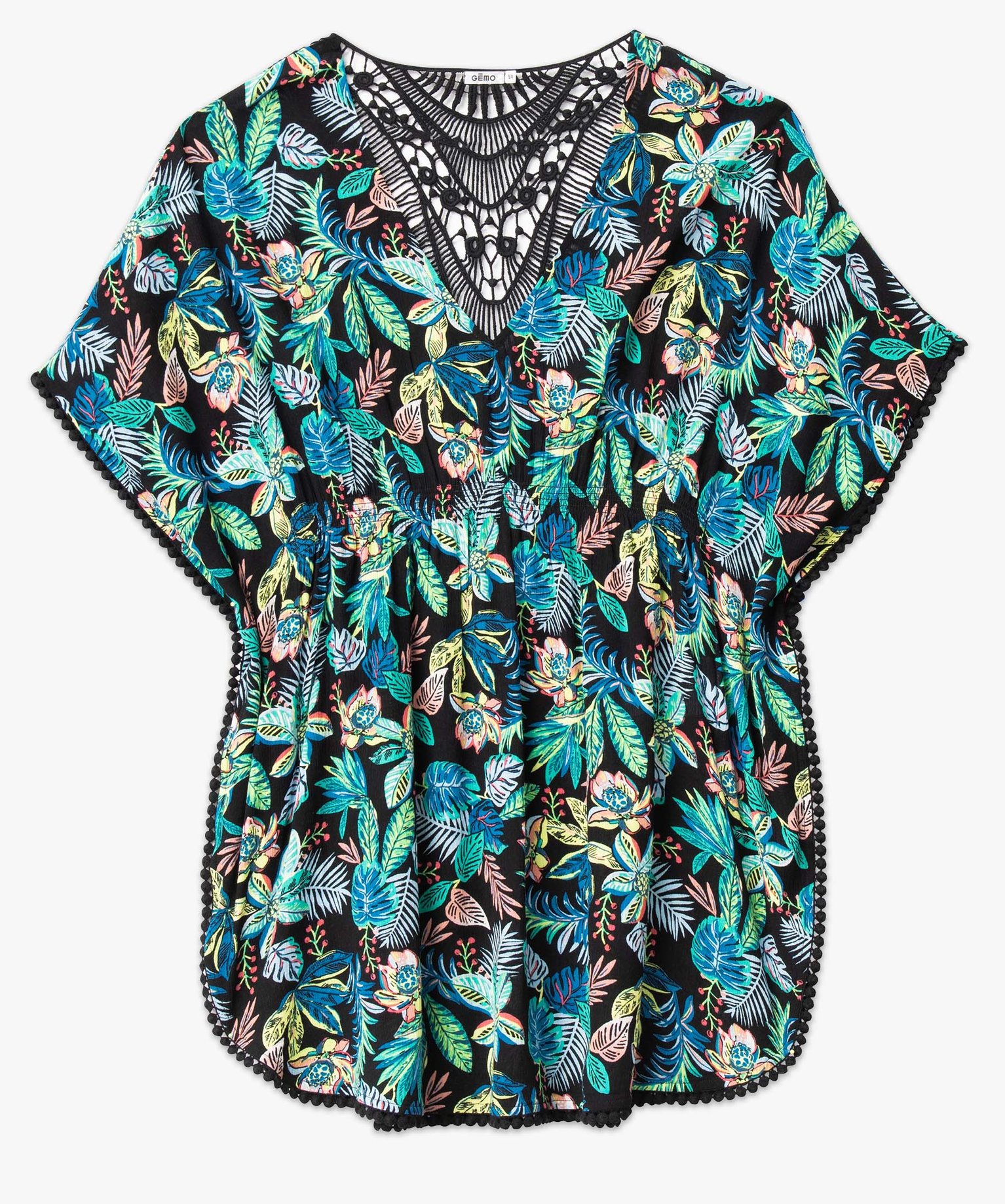 Robe de plage femme avec dos en dentelle imprime | GEMO
