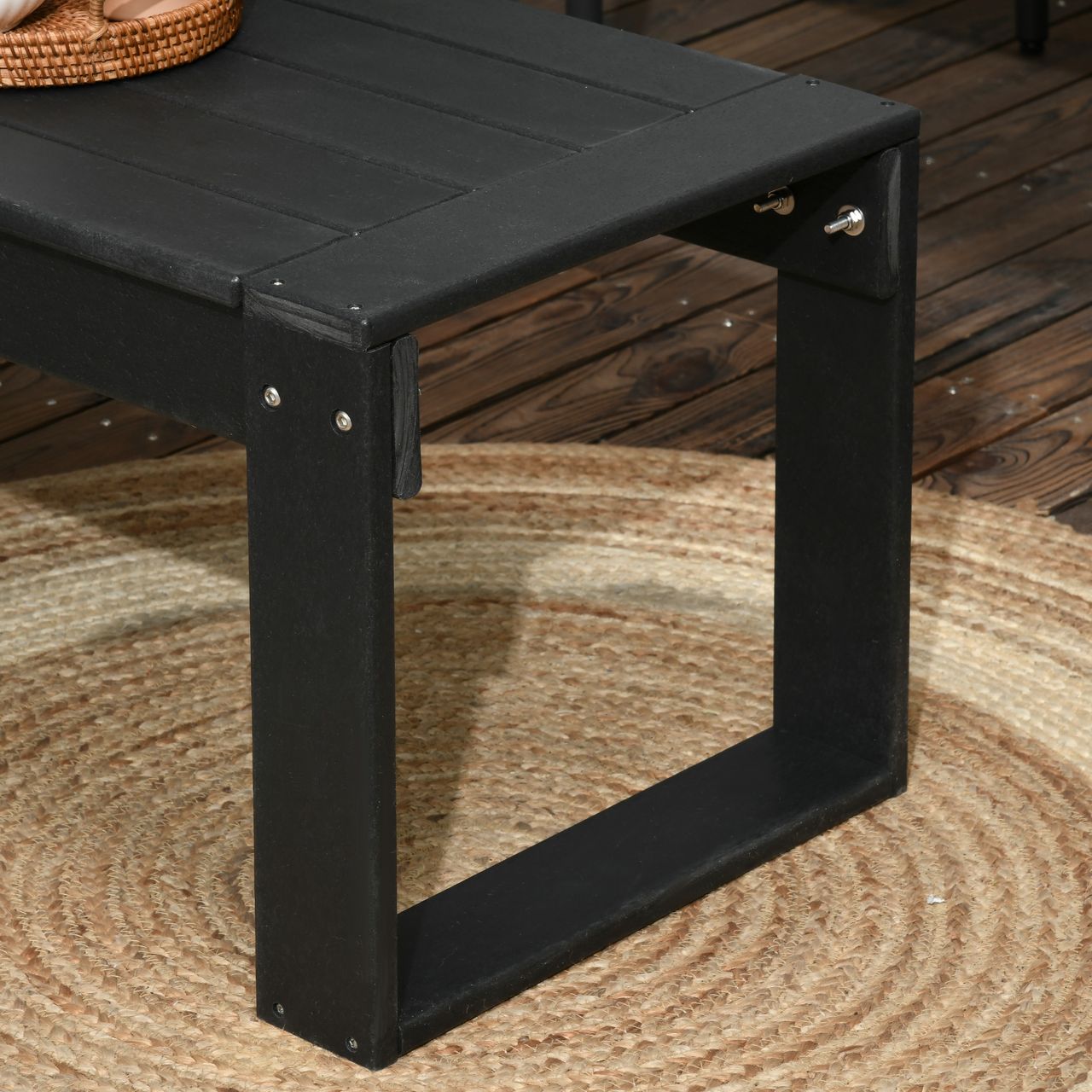 Outsunny Beistelltisch, Gartentisch, Couchtisch mit Holzoptik für Balkon