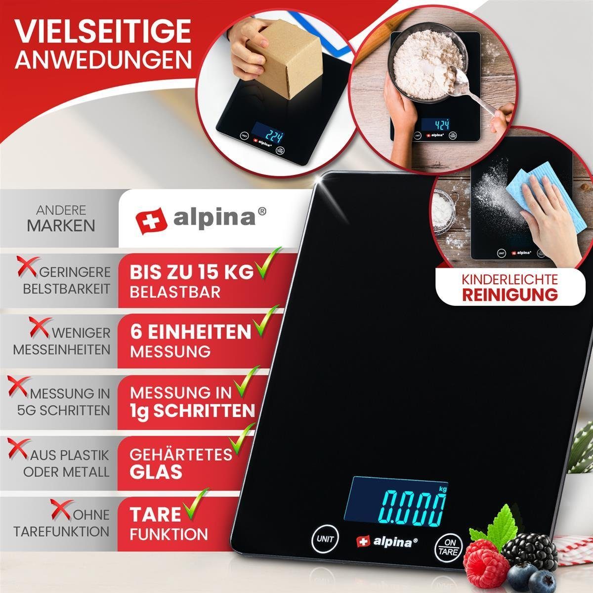 Alpina Küchenwaage Digitale Küchenwaage ALPINA