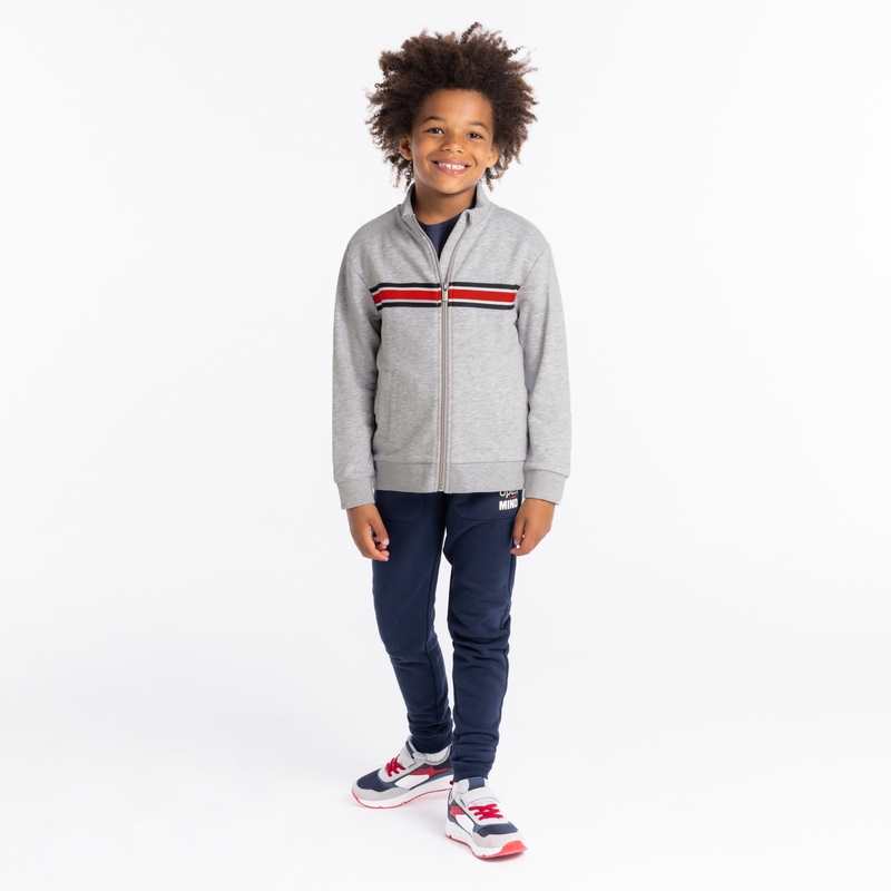 Sweat-shirt zippé col montant gris garçon