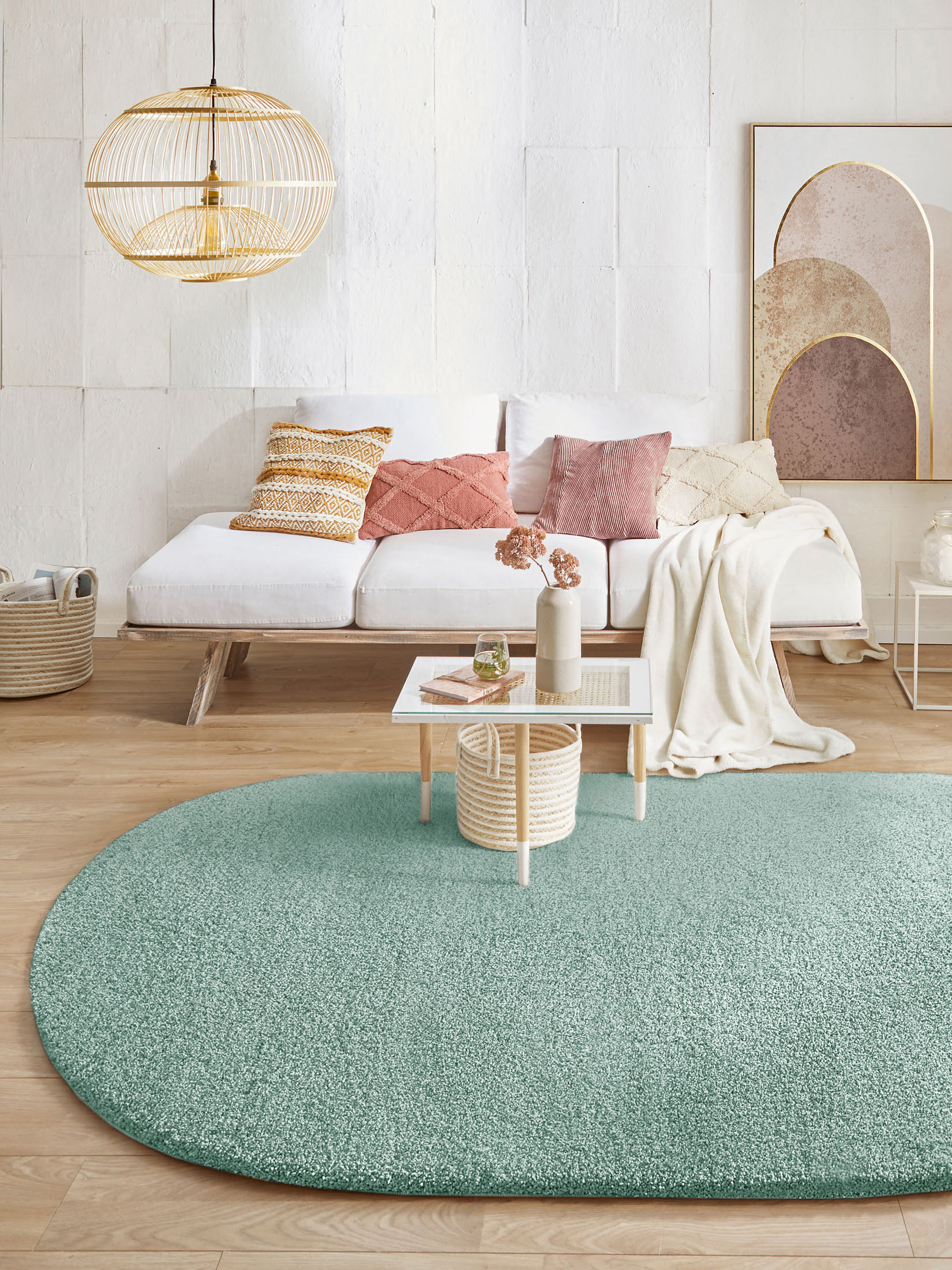 Lounge Hochflor-Teppich, Grün