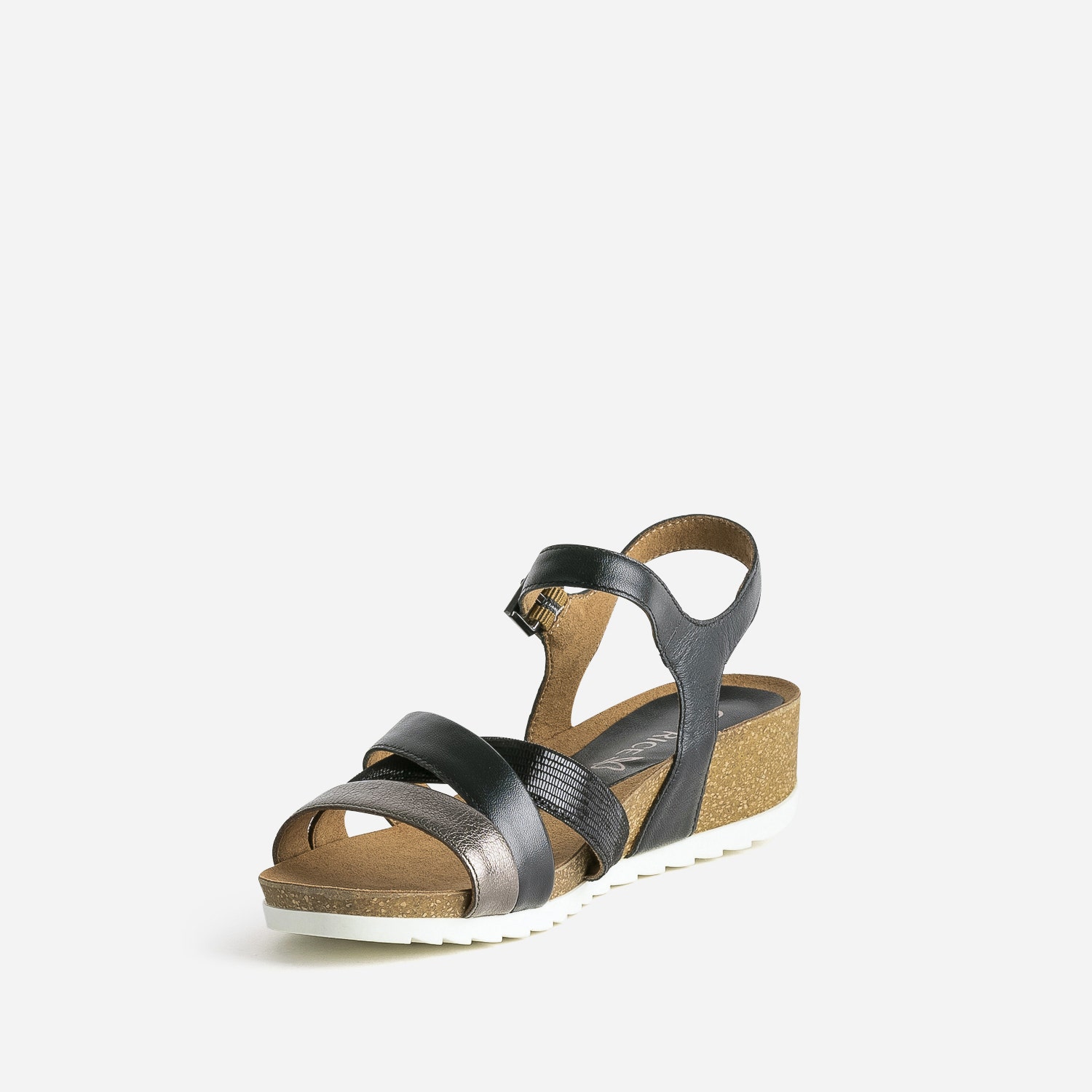 Sandale compensée CAPRICE noire et bronze