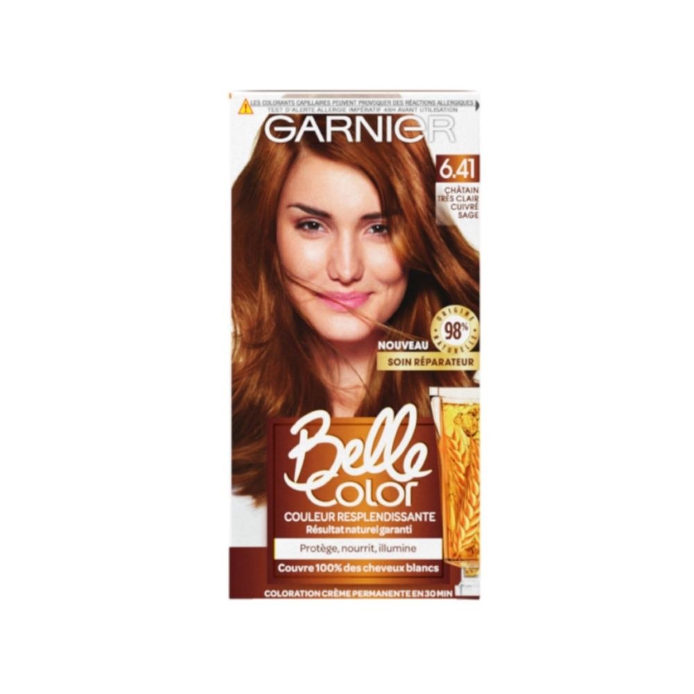 garnier coloration Belle Color Coloration Permanente Châtains Éclat Crème de coloration à l’huile de germe de blé.