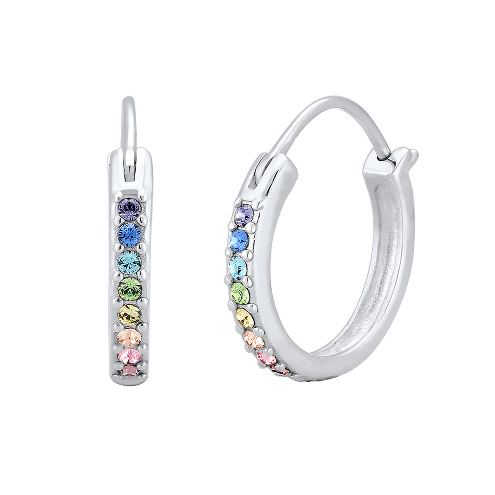 Elli Elli Boucles d'Oreilles Femmes Créoles Arc-en-ciel Filigrane avec Cristaux en Arg Boucles d'oreilles