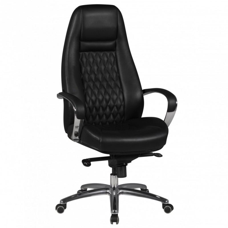 Amstyle Bürostuhl Austin Echtleder Schwarz Schreibtischstuhl Chefsessel Drehstuhl mit Synchronmechanik