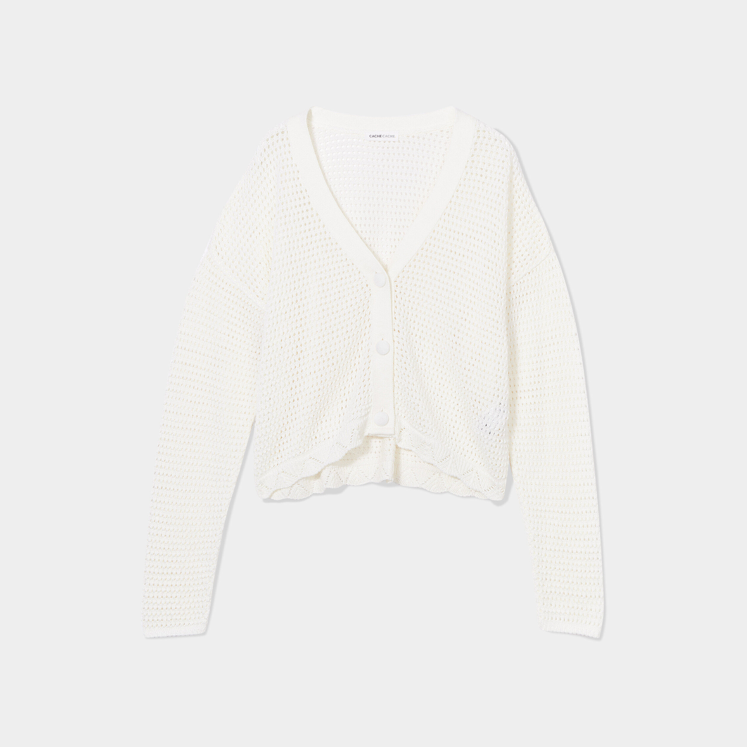 Gilet ajouré en crochet ecru femme | Cache Cache