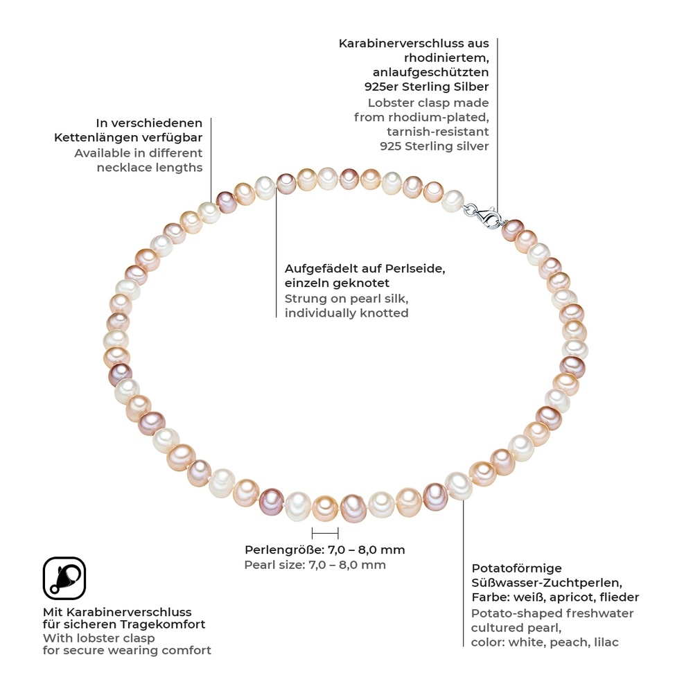 Valero Pearls Chaîne Argent sterling Perle de culture d'eau douce en Argent collier