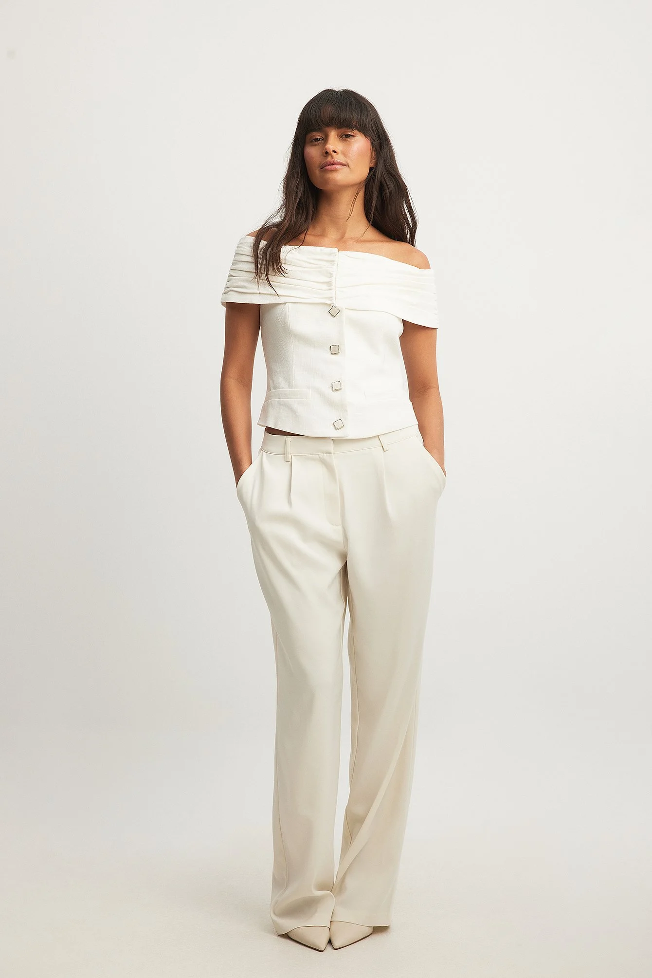 Off Shoulder Buttoned Top