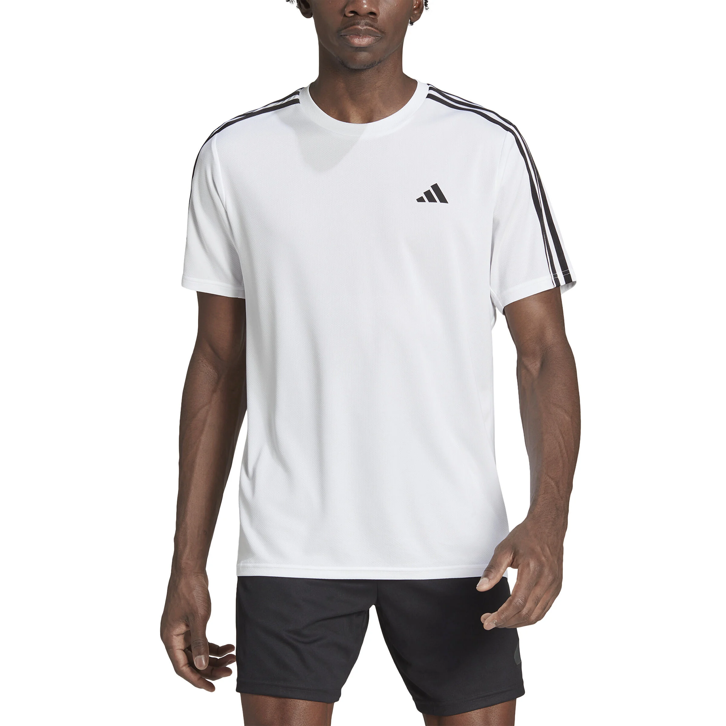 Essentials Train 3-Stripes Training T-Shirt Herren - Weiß, Schwarz