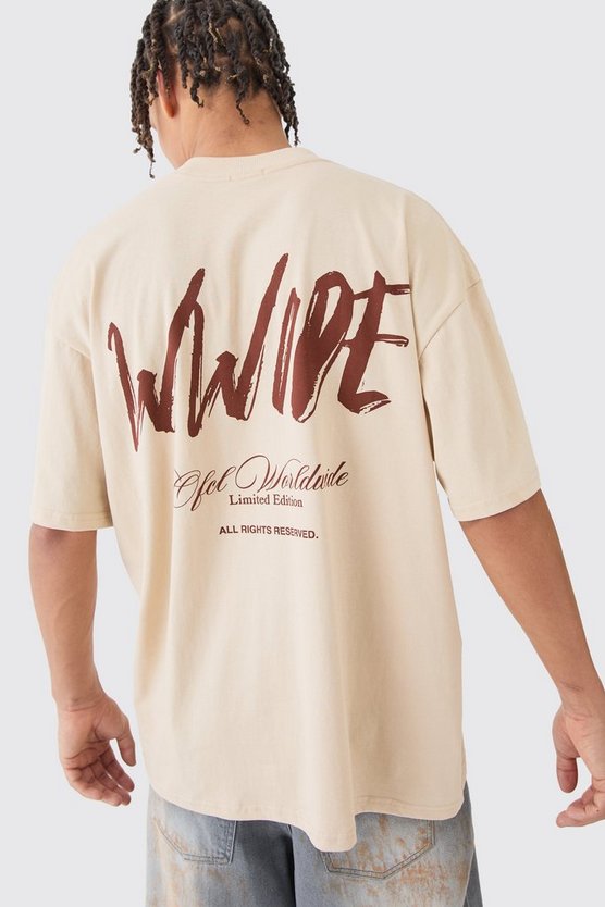 Oversize Worldwide T-Shirt mit Print
