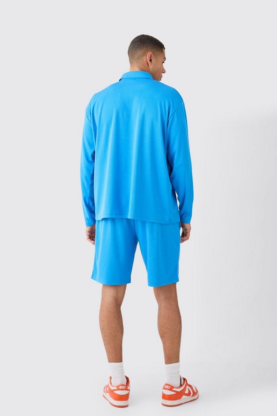 Oversize Los Angeles Rugby Mesh-Poloshirt & Mesh-Shorts