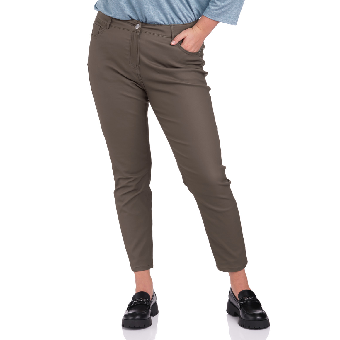Damen Slim-Jeans in Leder-Optik