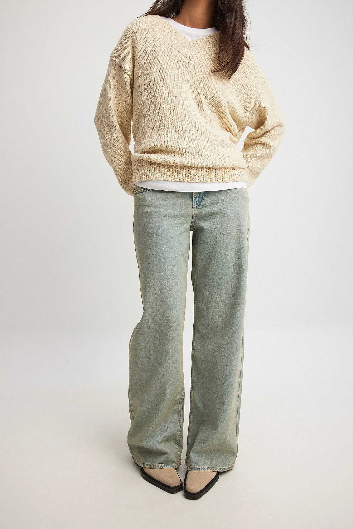 Weite Jeans mit tiefer Taille