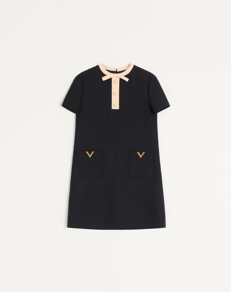 Vestido curto de crepe de alta costura